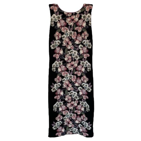 WHBM Purple Floral Print Reversible Sheath Midi Dress NWT Size Extra Small - Picture 1 of 6